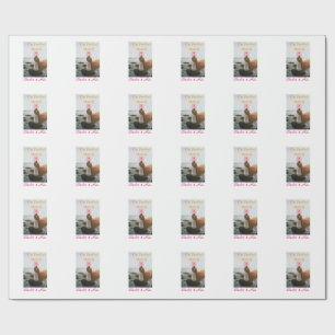 The perfect match wedding couple photo retro pink  wrapping paper