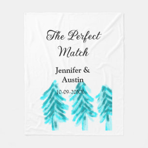The perfect match winter blue pine tree wedding na fleece blanket