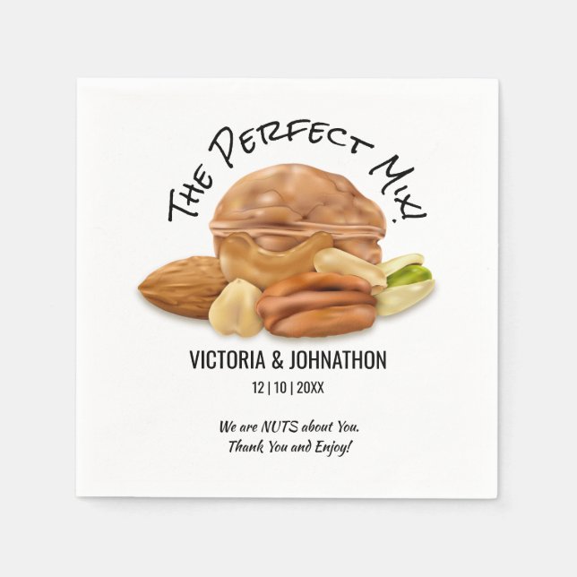The Perfect Mix Nuts Thank You | Wedding Treat Napkin (Front)