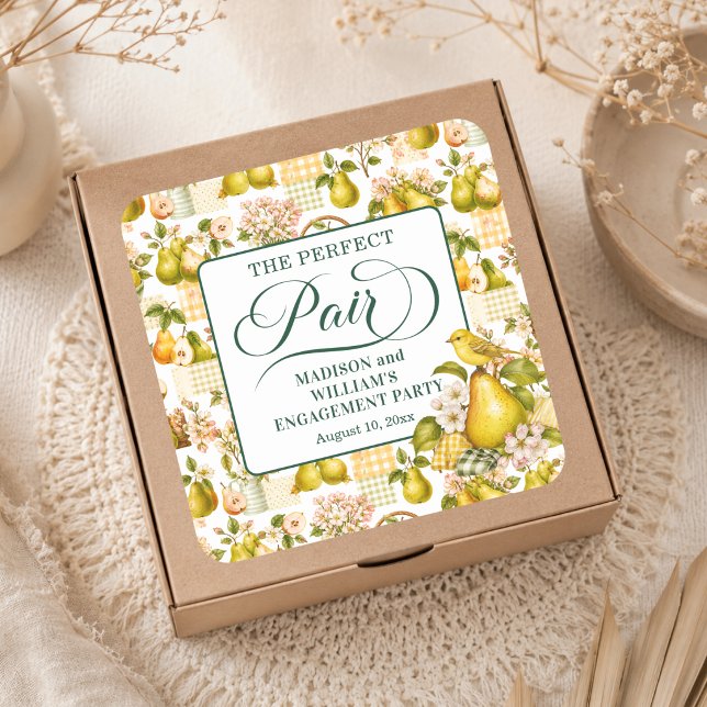 The Perfect Pair Engagement Party Favour Square Sticker (Creator Uploaded)