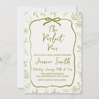 The Perfect Pair Green Bridal Shower Invitation