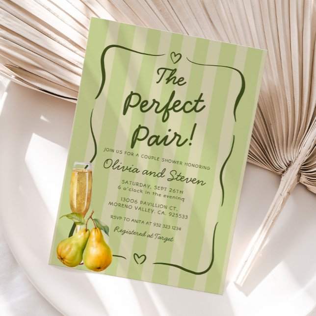 The Perfect Pair, Pear Theme Bridal Shower Invitation (Creator Uploaded)