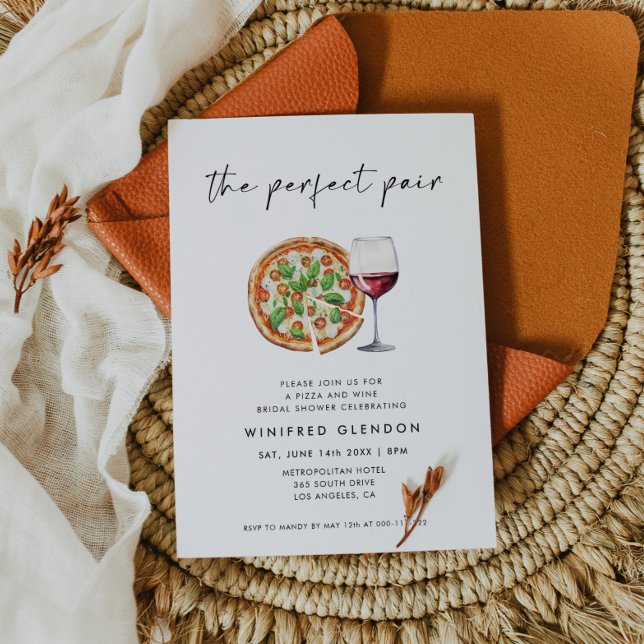 The Perfect Pair Pizza and Wine Bridal Shower Invitation (Creator Uploaded)