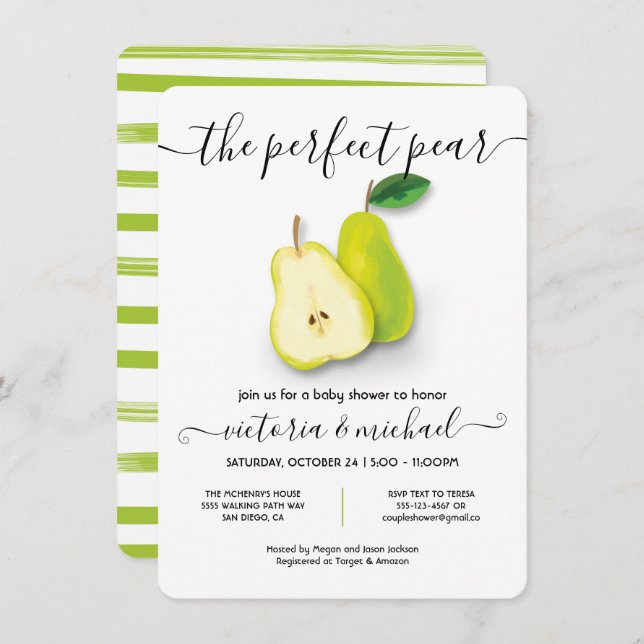 The Perfect Pear Baby Shower Invitation (Front/Back)