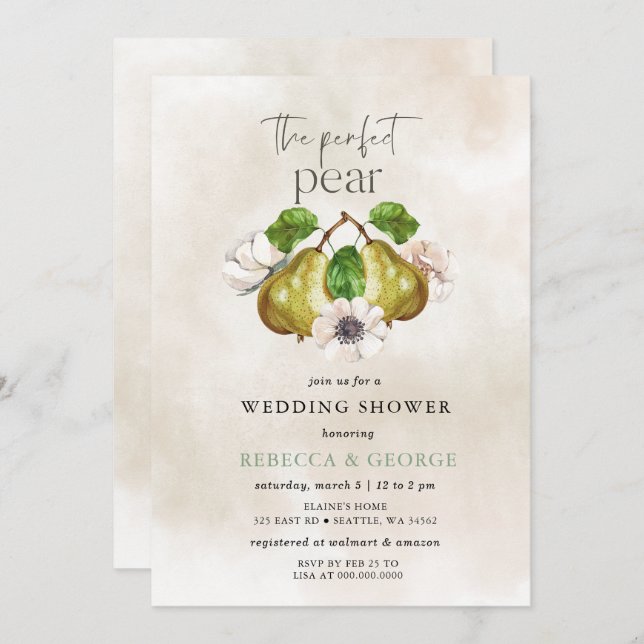 The Perfect Pear Couple's Wedding Shower Invitation (Front/Back)