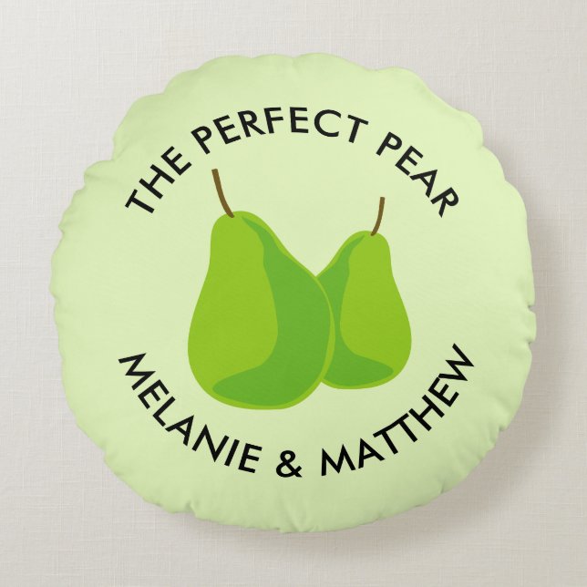 The perfect pear funny green round throw pillow (Front)