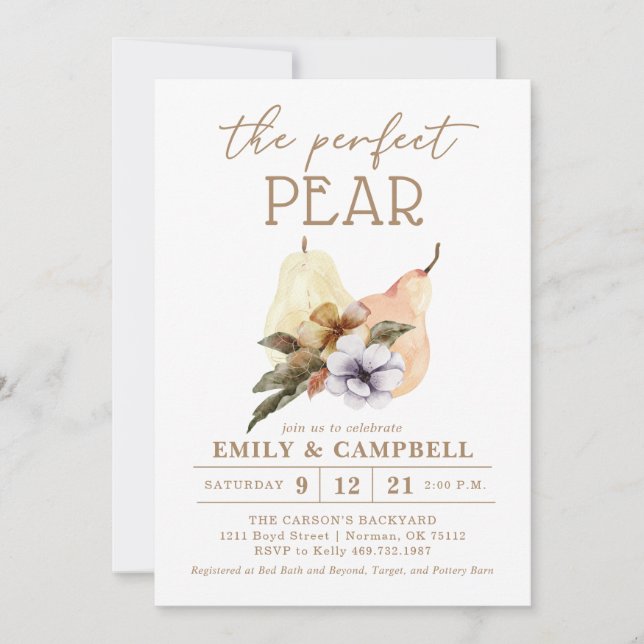 The Perfect Pear Invitation (Front)