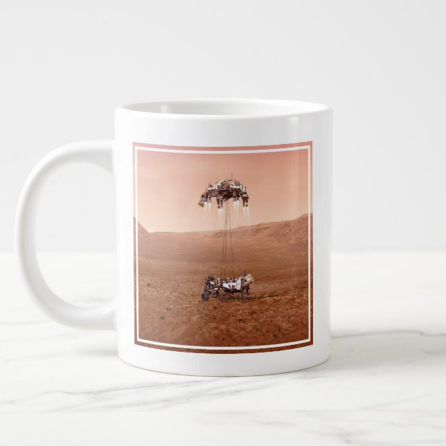 The Perseverance Rover Landing Safely On Mars. Large Coffee Mug (Left)