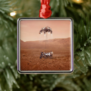 The Perseverance Rover Landing Safely On Mars. Metal Tree Decoration
