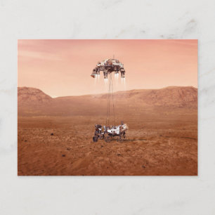 The Perseverance Rover Landing Safely On Mars. Postcard