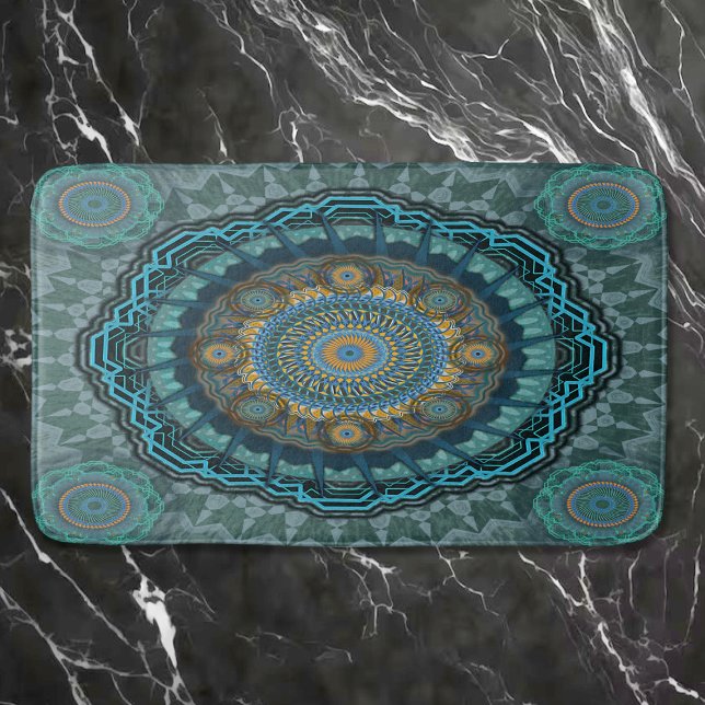 The Persian's gyrate psychedelic eyes' mandala Bath Mat (Creator Uploaded)