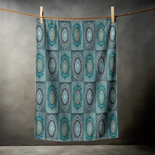 The Persian's gyrate psychedelic eyes' mandala  Beach Towel