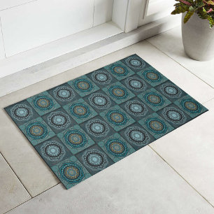 The Persian's gyrate psychedelic eyes' mandala  Doormat