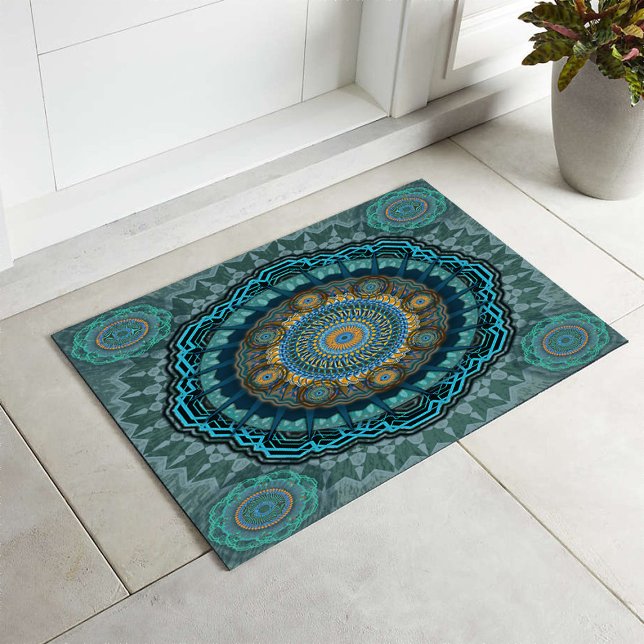 The Persian's gyrate psychedelic eyes' mandala Doormat (Creator Uploaded)