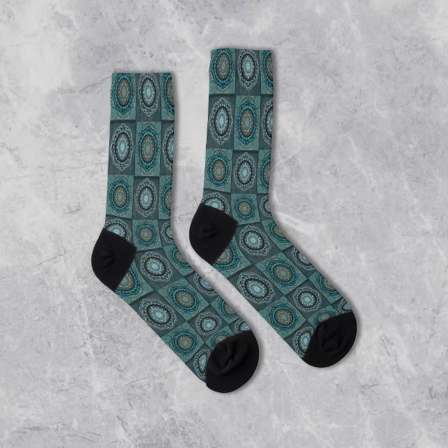 The Persian's gyrate psychedelic eyes' mandala  Socks (Creator Uploaded)