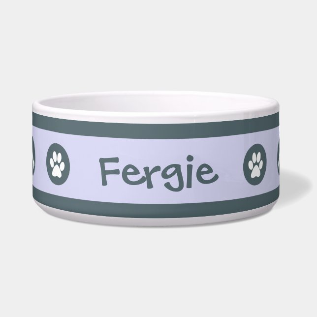 The Personalised Blue Pastel Dog Bowl (Front)