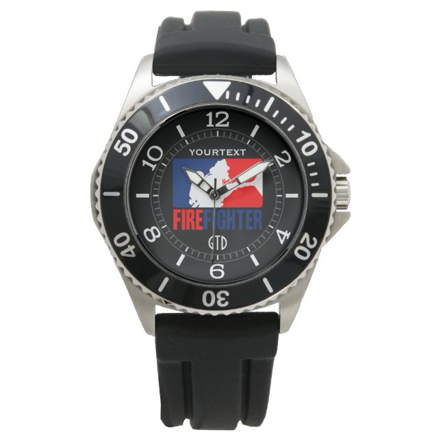 The Personalised Firefighter Headliner Tri-colours Watch (Front)