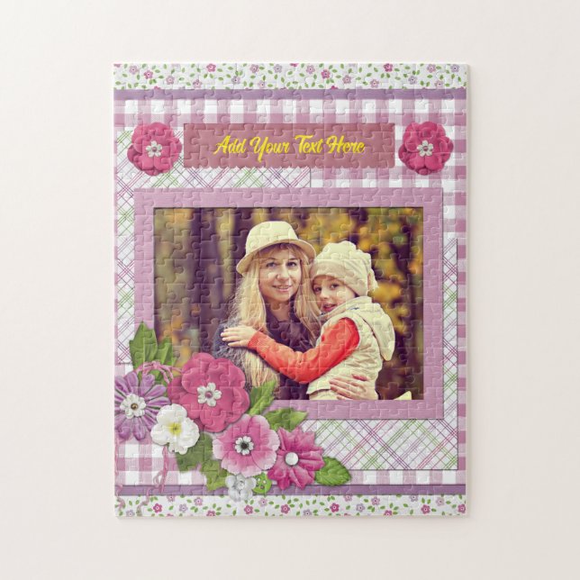The Personalised Picture Frame with Custom Text  Jigsaw Puzzle (Vertical)