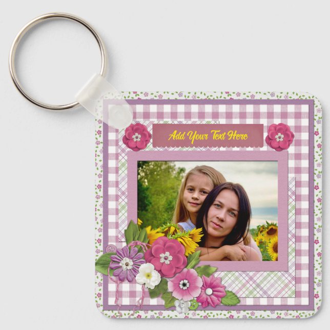 The Personalised Picture Frame with Custom Text Key Ring (Front)