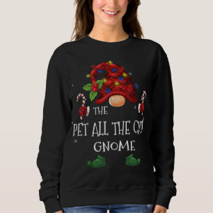 The Pet All The Cats Gnome Buffalo Plaid Christmas Sweatshirt