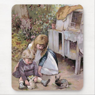 The Pet Rabbit Vintage Illustration Mouse Pad