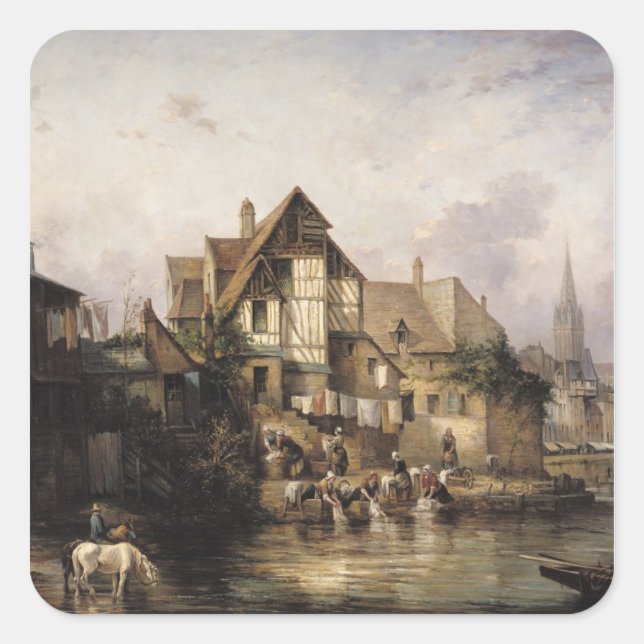 The Petits Murs Wash-House Square Sticker (Front)