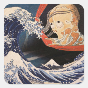 The Phantom at The Great Wave Square Sticker