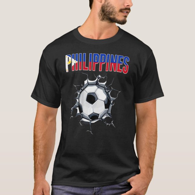 The Philippines Soccer Fans - Football In Cracked  T-Shirt (Front)