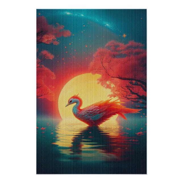 The Phoenix Recharging in Moonlight Glossy Poster (Front)