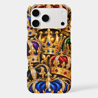 The phone case features a pattern of crowns.