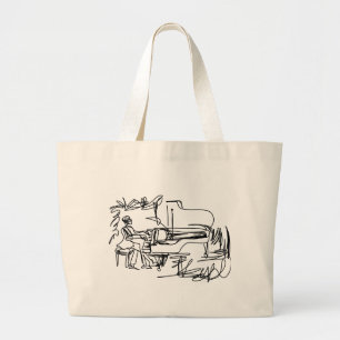 The Pianist - Piano Theme Large Tote Bag