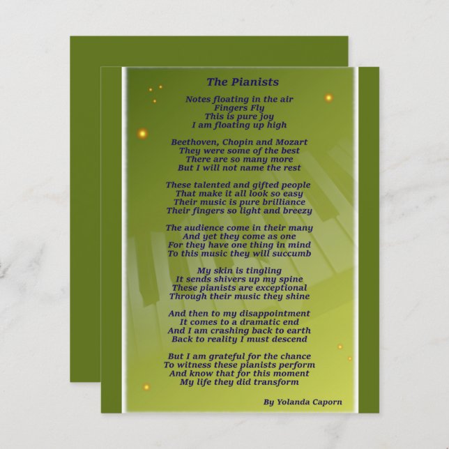 The Pianists Paper Sheet (Front/Back)