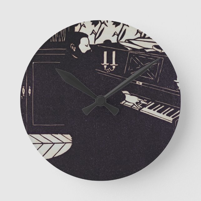 The Piano, 1914 (woodcut) Round Clock (Front)