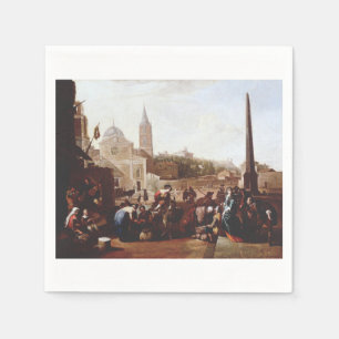 The Piazza del Popolo in Rome by Johannes Lingelba Napkin