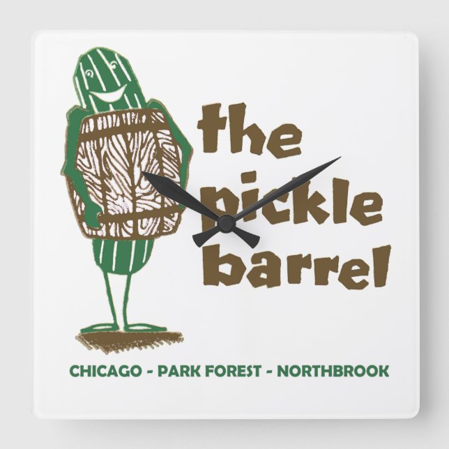 The Pickle Barrel Restaurants of Illinois Square Wall Clock (Front)