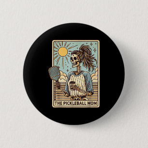 The pickleball mom tarot card halloween skeleton 6 cm round badge