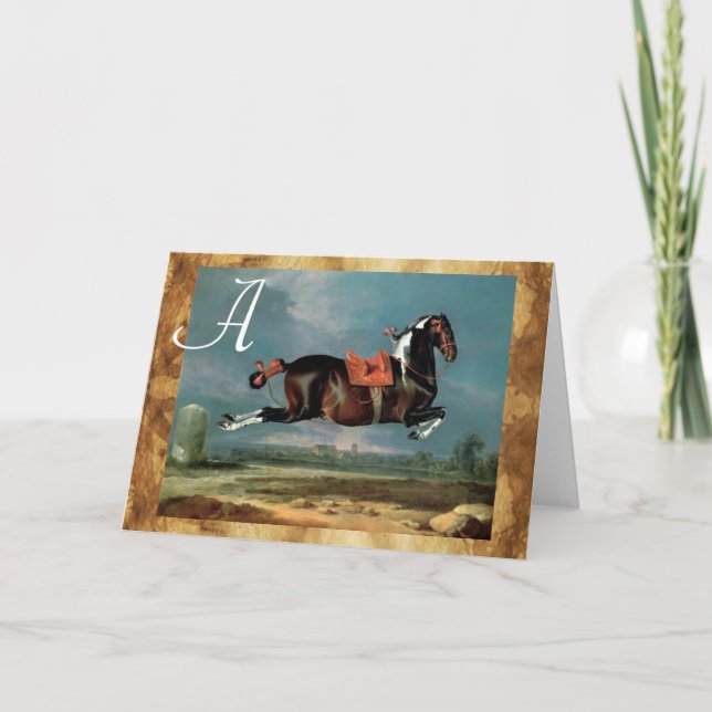 The Piebald Horse "Cehero' Rearing Monogram Note Card (Front)