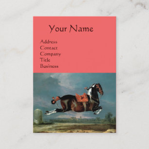 The Piebald Horse "Cehero' Rearing Monogram ,pink Business Card