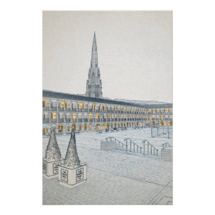 The Piece Hall, Halifax, Architectural Sketch Poster
