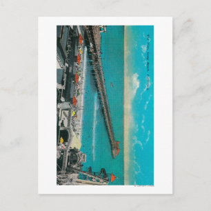 The Pier and Beach and Long Beach Postcard