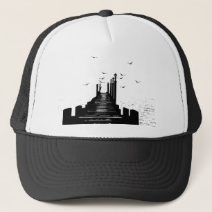 the pier the seagulls sea graphics trucker hat