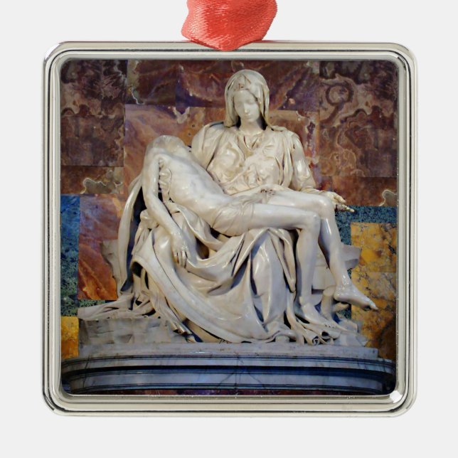 The Pieta by Michelangelo Metal Tree Decoration (Front)