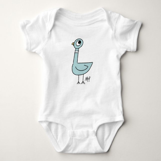 The Pigeon Classic Baby White Bodysuit (Front)