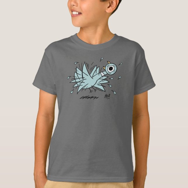 The Pigeon Freakout Kids Grey T-Shirt (Front)