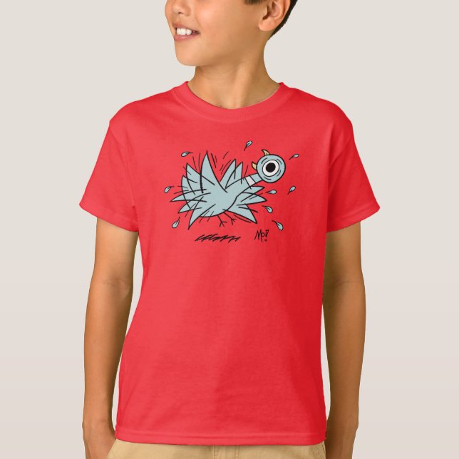 The Pigeon Freakout Kids Red T-Shirt (Front)