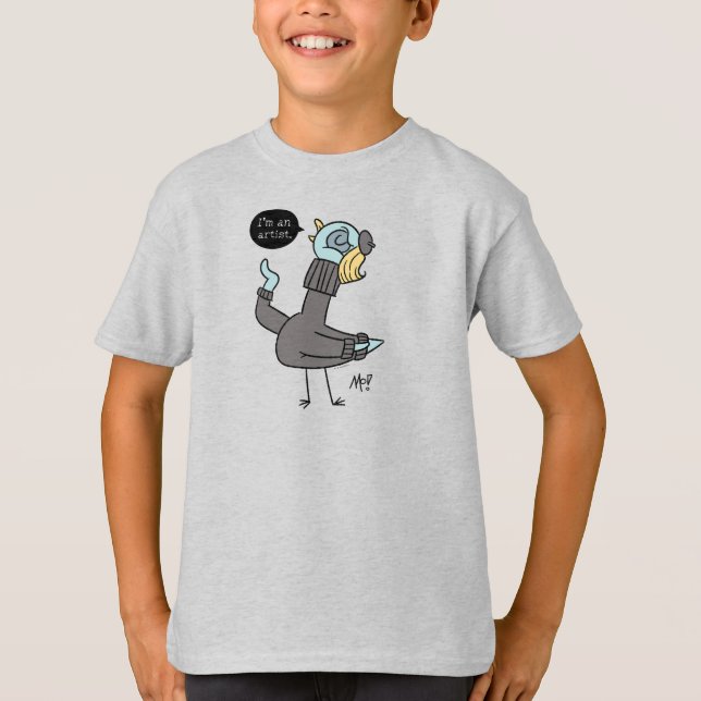 The Pigeon I'm an Artist Kids Ash T-Shirt  (Front)