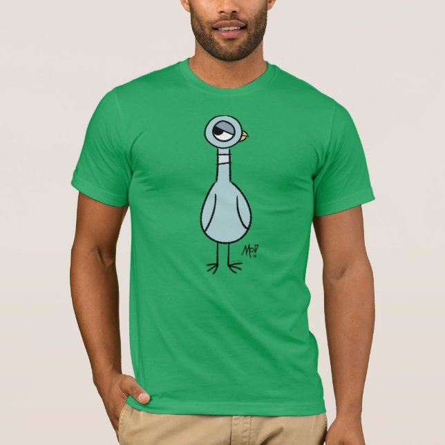 The Pigeon Side Eye Men's Green T-Shirt (Front)