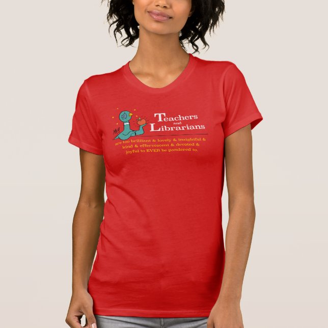 The Pigeon Teachers and Librarians Women's Red T-Shirt (Front)