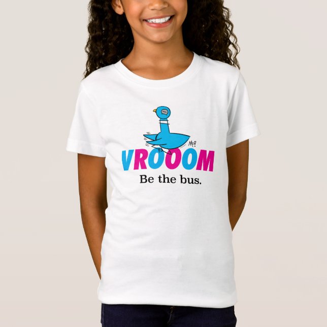 The Pigeon Vroom Girls White T-Shirt (Front)