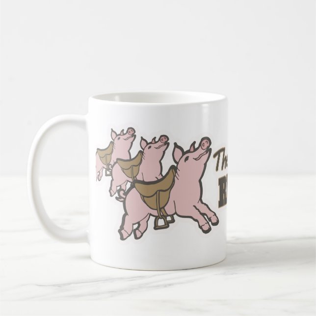 The pigs are saddled ready to fly fun mug (Left)